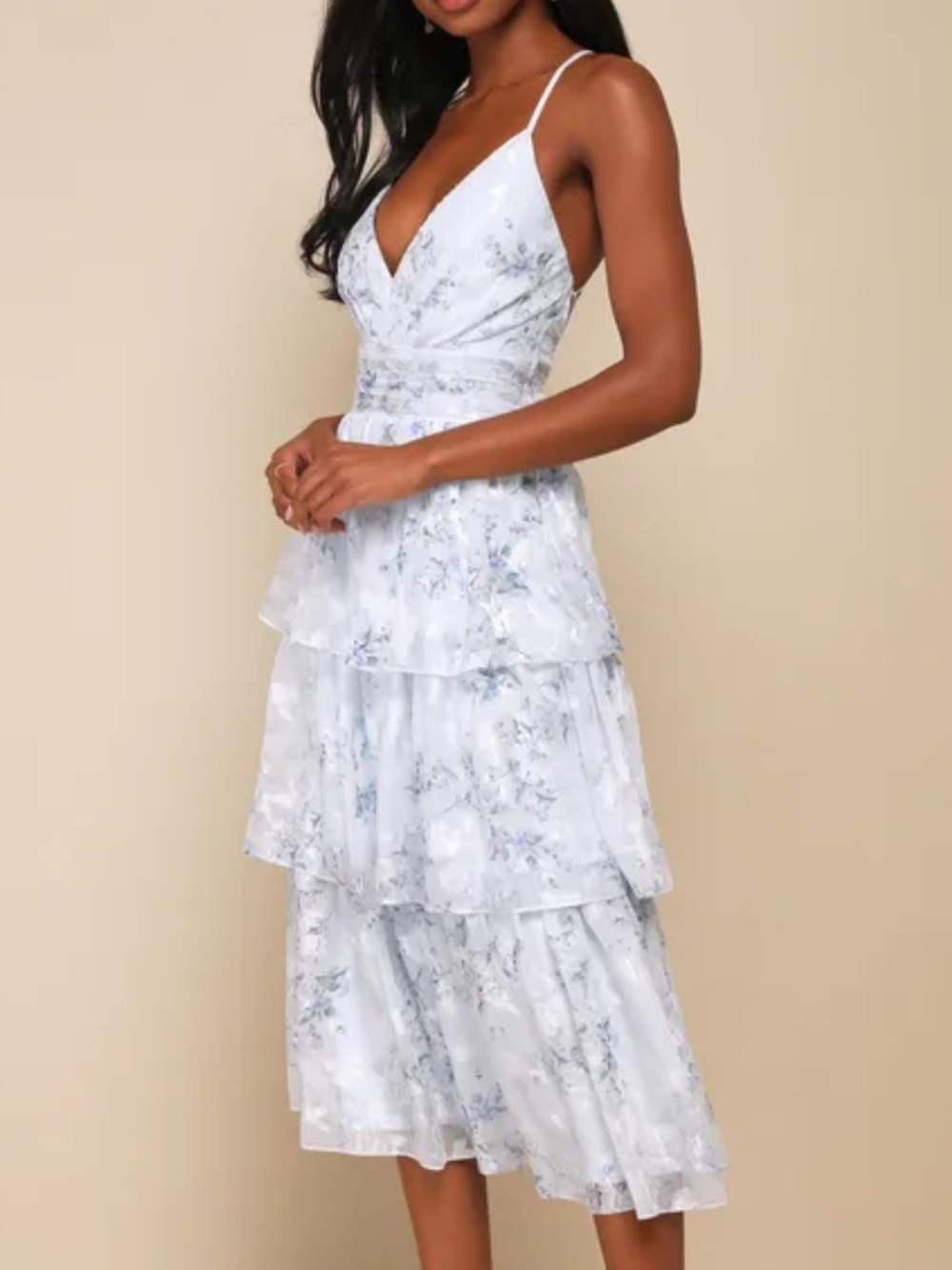 Lulu's Light Blue Floral Tiered Dress - Picture 12 of 16